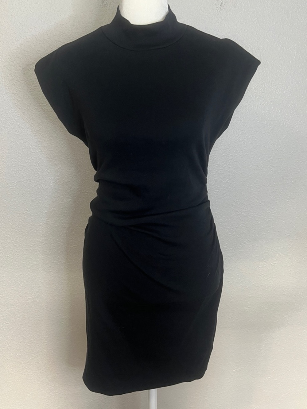 Zara Bodycon Mockneck Ruched Mini Dress Black Size Small